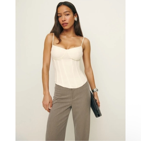 Reformation Rosetta Top Fior Di Latte Bustier Size 4 Sweetheart Neckline - Picture 6 of 16